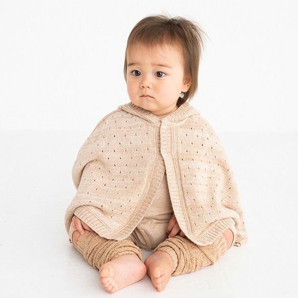 オーガニックコットン ベビーフード付きマント