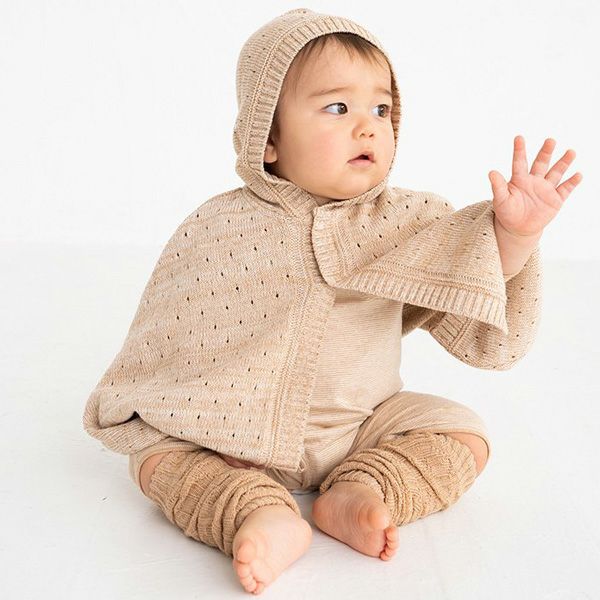 オーガニックコットン ベビーフード付きマント