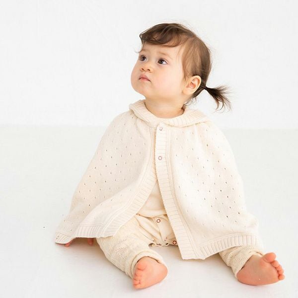 オーガニックコットン ベビーフード付きマント