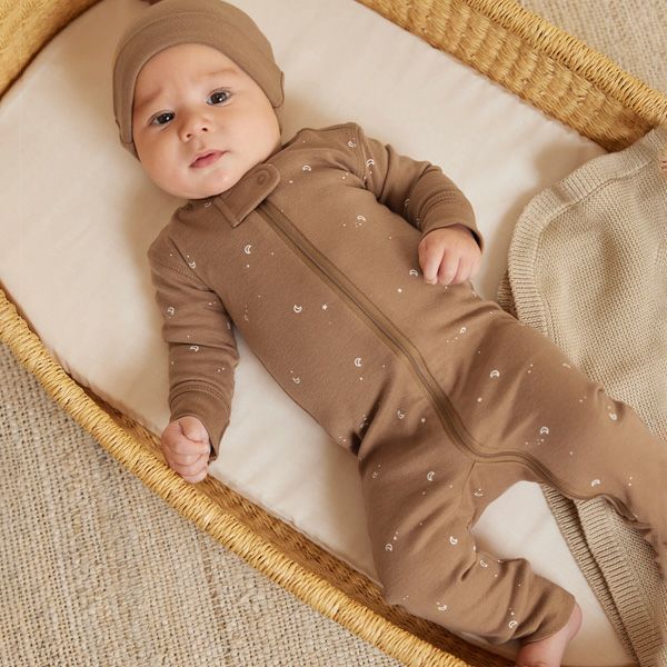 オーガニックコットン ベビージッパーカバーオール(長袖)