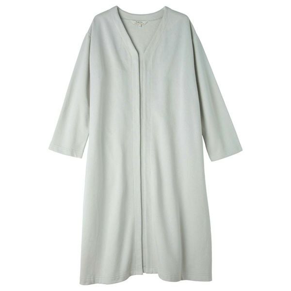 オーガニックコットン 裏起毛ノーカラーロングコート