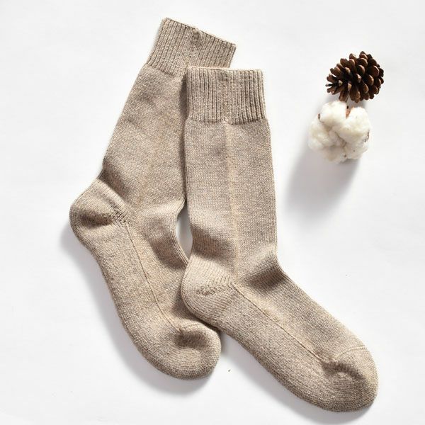 オーガニックコットン＆ヤク縫い目のないソックスプレーン