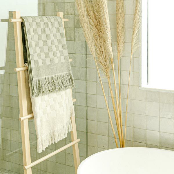 オーガニックコットン チェック柄テリーバスタオル