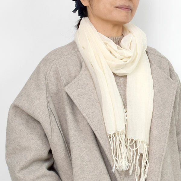 美品 ARTS&SCIENCE 春夏 ストール コットン ホワイト オリーブ オーガニックコットン ストール | オーガニックコットンのハーモネイチャー
