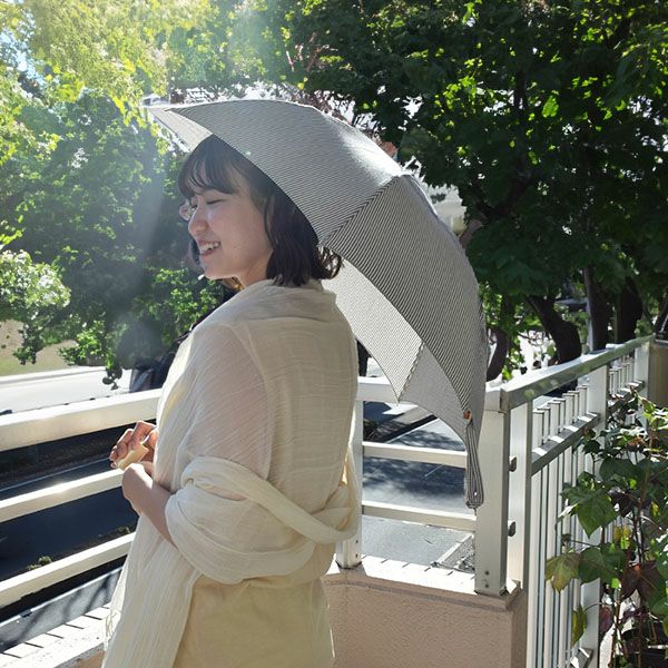 オーガニックコットン 折りたたみパラソル(日傘) ストライプ