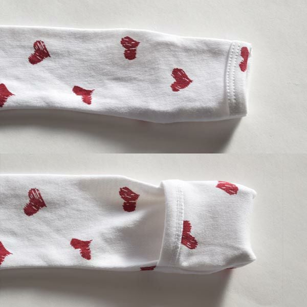 オーガニックコットン ベビー足つきカバーオールValentine's