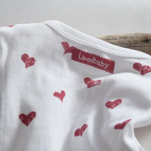 オーガニックコットン ベビー足つきカバーオールValentine's