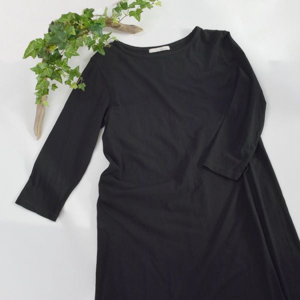 オーガニックコットン 薄地ハイゲージ7分袖ワンピース