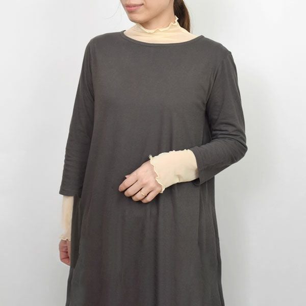 オーガニックコットン 薄地ハイゲージ7分袖ワンピース