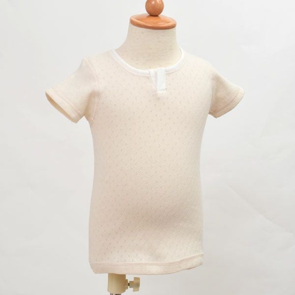 オーガニックコットン ベビー メッシュシャツ（半袖）ナチュラル 80-90