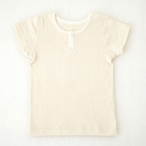 オーガニックコットン ベビー メッシュシャツ（半袖）ナチュラル 80-90