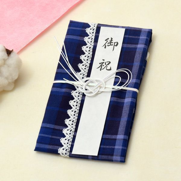 オーガニックコットンのハンカチで出来たご祝儀袋 輪結びシルバー