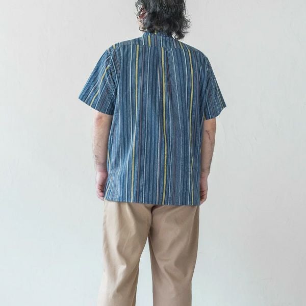 オーガニックコットン メンズチソウストライプシャツ(半袖)