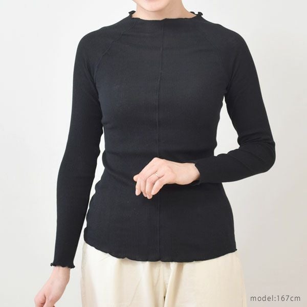 オーガニックコットン シアーモックネックトップ AMELIA