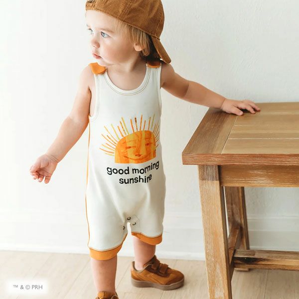 オーガニックコットン ベビーノースリーブロンパース はらぺこあおむし