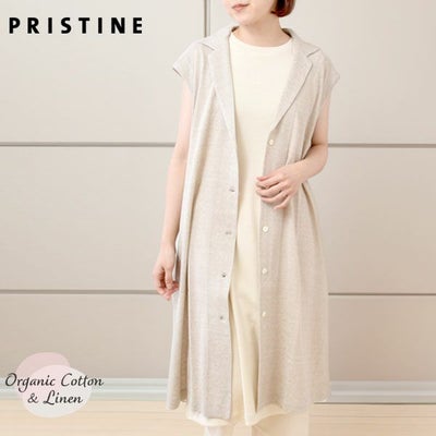 オーガニックコットン＆リネン プレーティング天竺ロングジレ