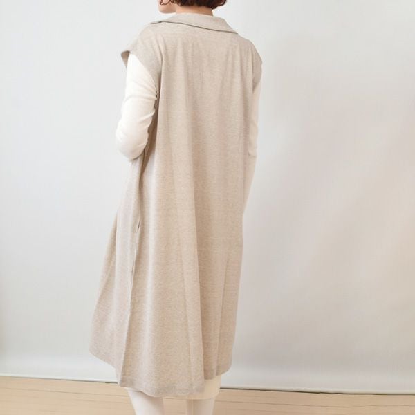 オーガニックコットン＆リネン プレーティング天竺ロングジレ