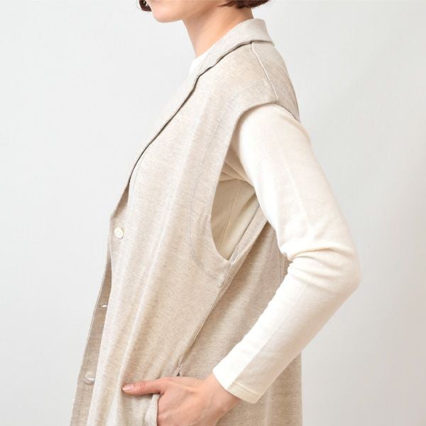 オーガニックコットン＆リネン プレーティング天竺ロングジレ
