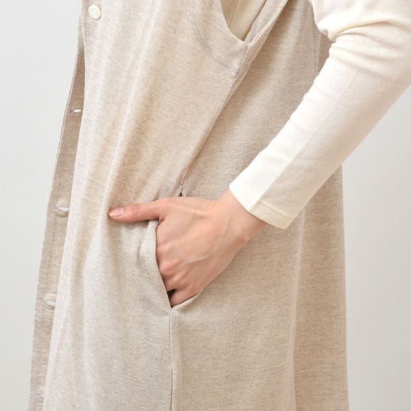 オーガニックコットン＆リネン プレーティング天竺ロングジレ