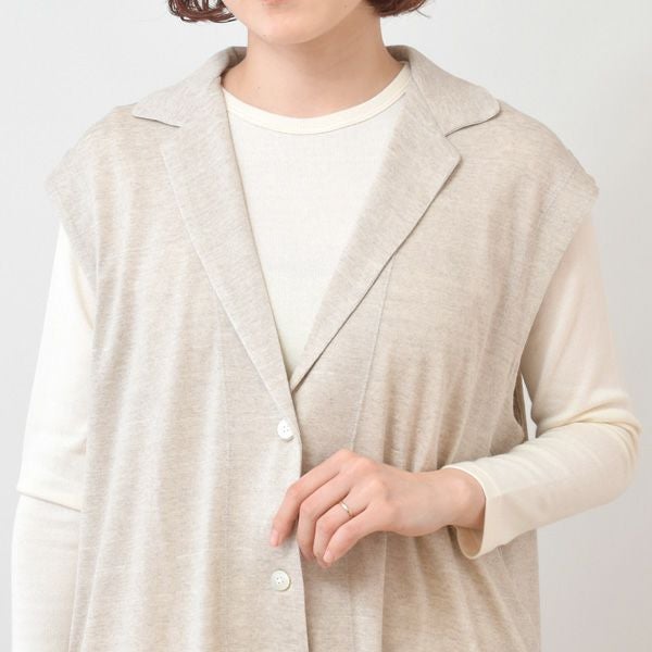 オーガニックコットン＆リネン プレーティング天竺ロングジレ