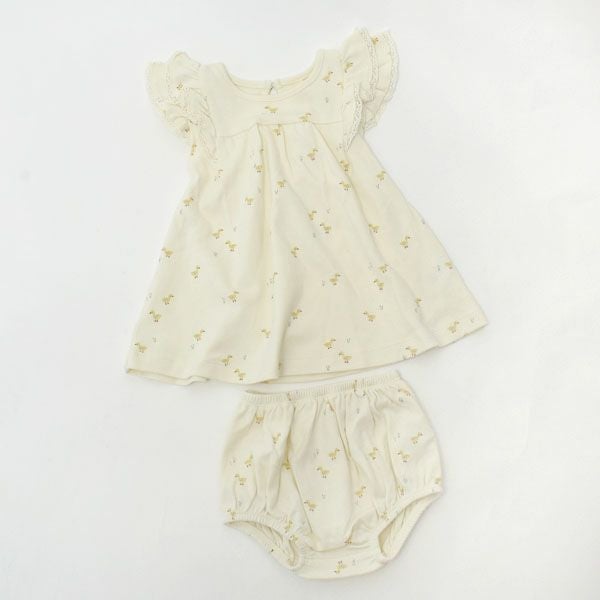 オーガニックコットン ベビーフリル袖ドレス&ブルマ