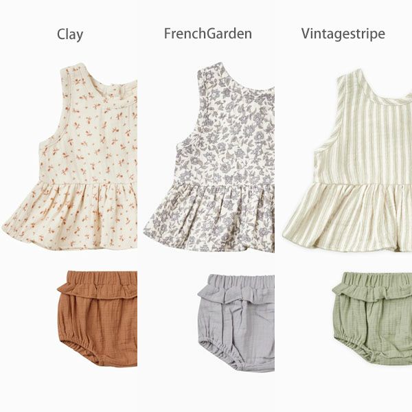 オーガニックコットン ベビーガーゼノースリーブペプラム＆ブルマ