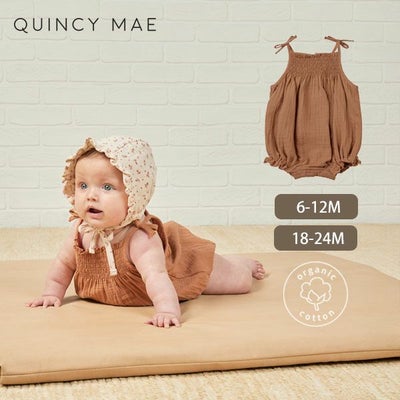 オーガニックコットン ベビーガーゼスモッキングロンパース