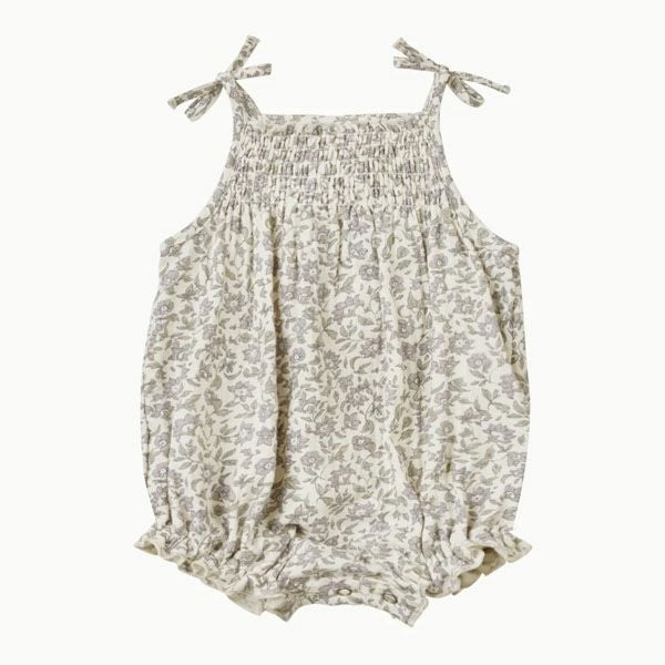 オーガニックコットン ベビーガーゼスモッキングロンパース