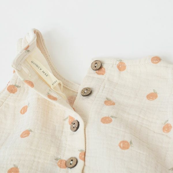 オーガニックコットン ベビーノースリーブスカート付きロンパース