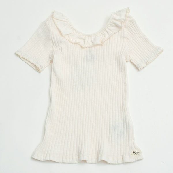 オーガニックコットン キッズリブラッフルカラーシャツ