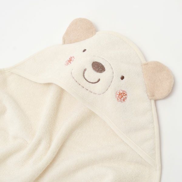 オーガニックコットン ベビー【くまのコットン】耳つきアフガン