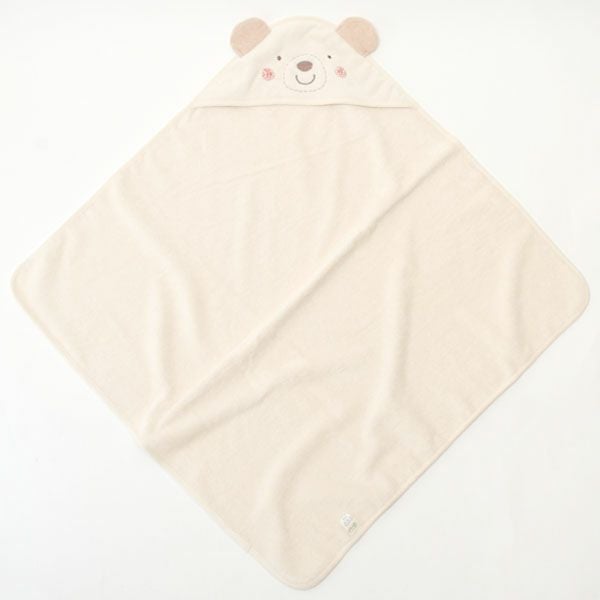 オーガニックコットン ベビー【くまのコットン】耳つきアフガン