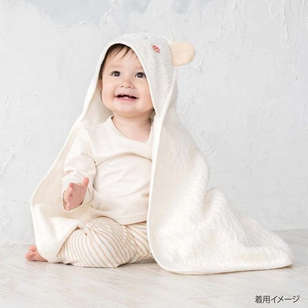オーガニックコットン ベビー【くまのコットン】耳つきアフガン