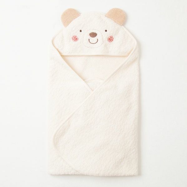 オーガニックコットン ベビー【くまのコットン】耳つきアフガン