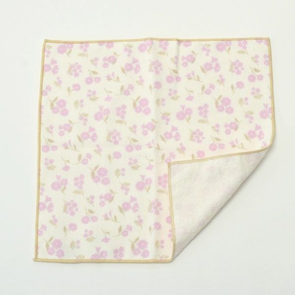 オーガニックコットン プリントミニタオル（ケース入り）ミモザと小花