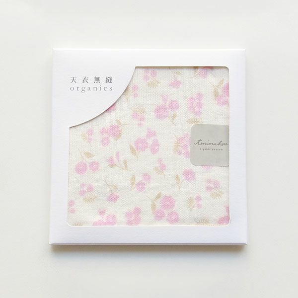 オーガニックコットン プリントミニタオル（ケース入り）ミモザと小花