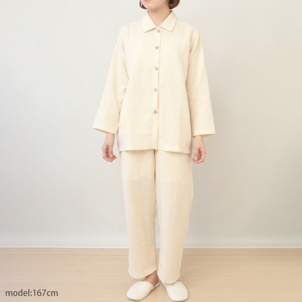 オーガニックコットン ダブルガーゼ前あきパジャマ