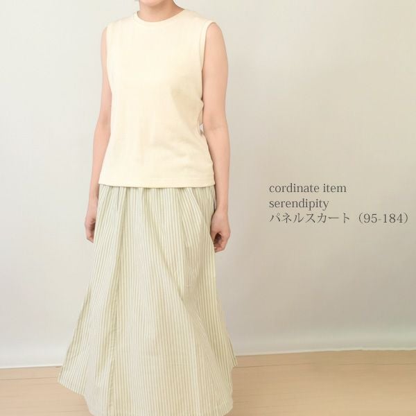 オーガニックコットン 葛和紙フライスノースリーブシャツ