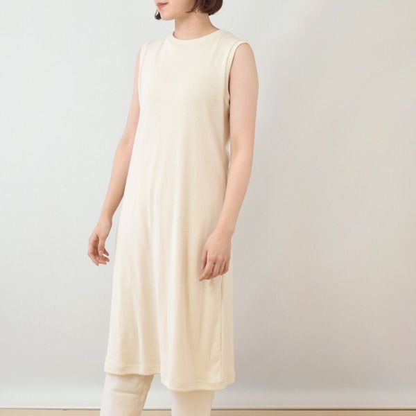 オーガニックコットン 葛和紙フライスノースリーブワンピース