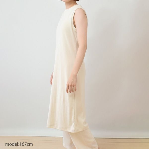 オーガニックコットン 葛和紙フライスノースリーブワンピース