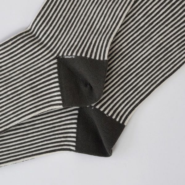 オーガニックコットン 五倍子ジャガードストライプソックス