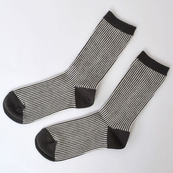 オーガニックコットン 五倍子ジャガードストライプソックス