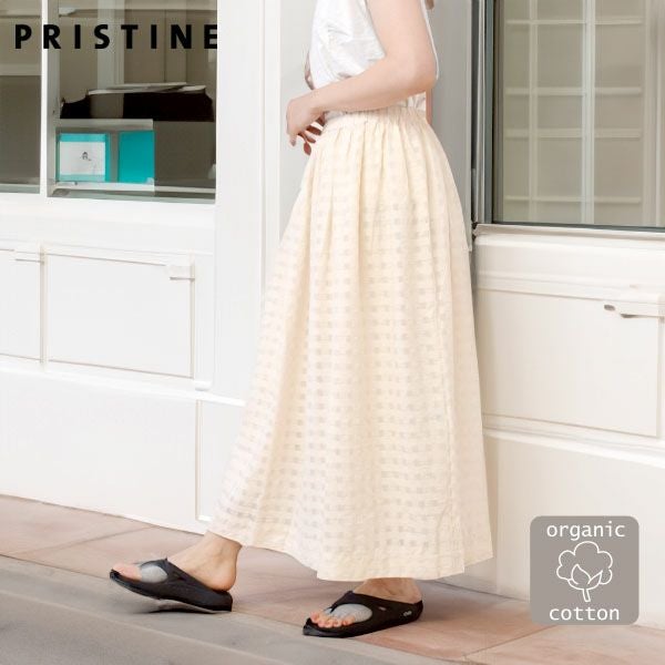 オーガニックコットン シャドウチェックギャザースカート