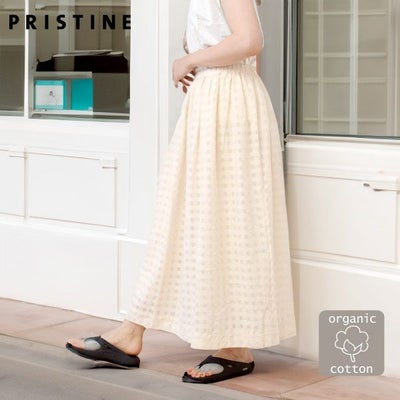 オーガニックコットン シャドウチェックギャザースカート