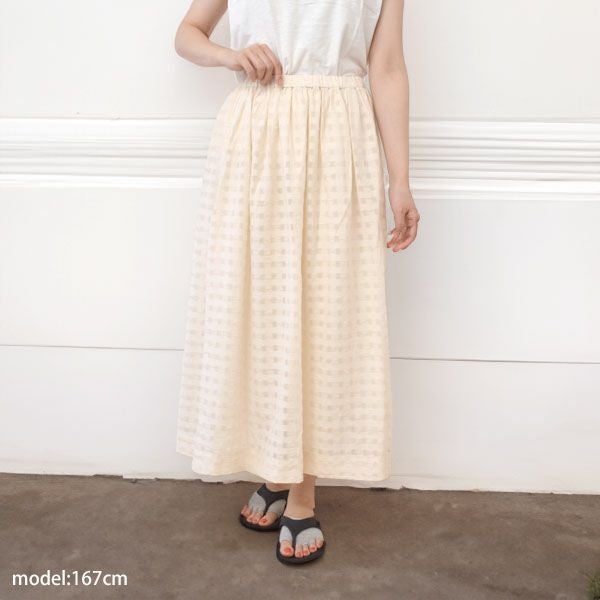 オーガニックコットン シャドウチェックギャザースカート