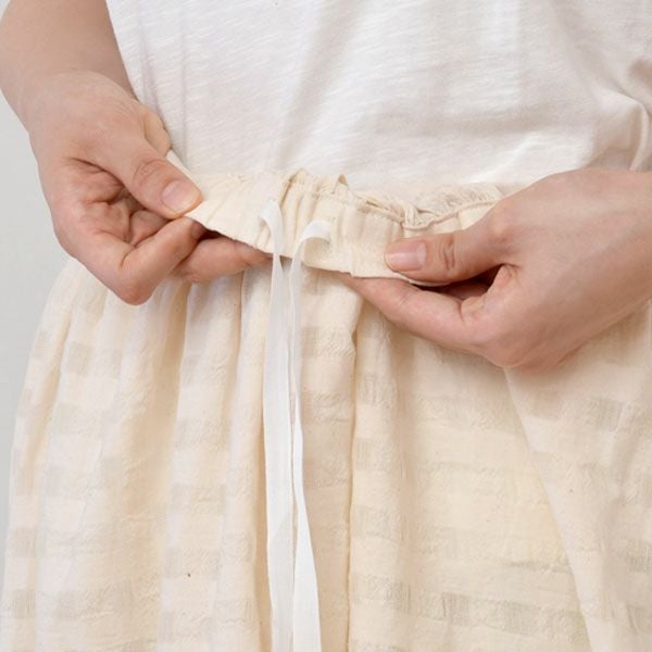 オーガニックコットン シャドウチェックギャザースカート