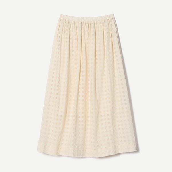オーガニックコットン シャドウチェックギャザースカート