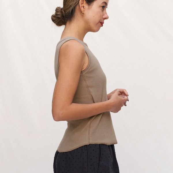 オーガニックコットン スパンリブカップ付アメリカンスリーブ