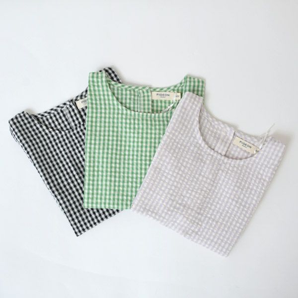 オーガニックコットン キッズサッカーチェックノースリーブトップ