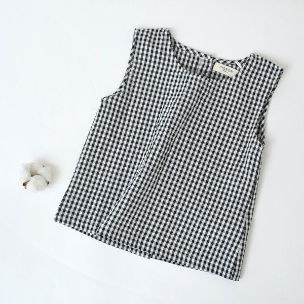 オーガニックコットン キッズサッカーチェックノースリーブトップ